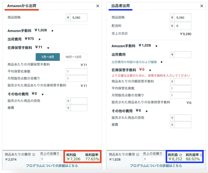 FBA販売利益計算