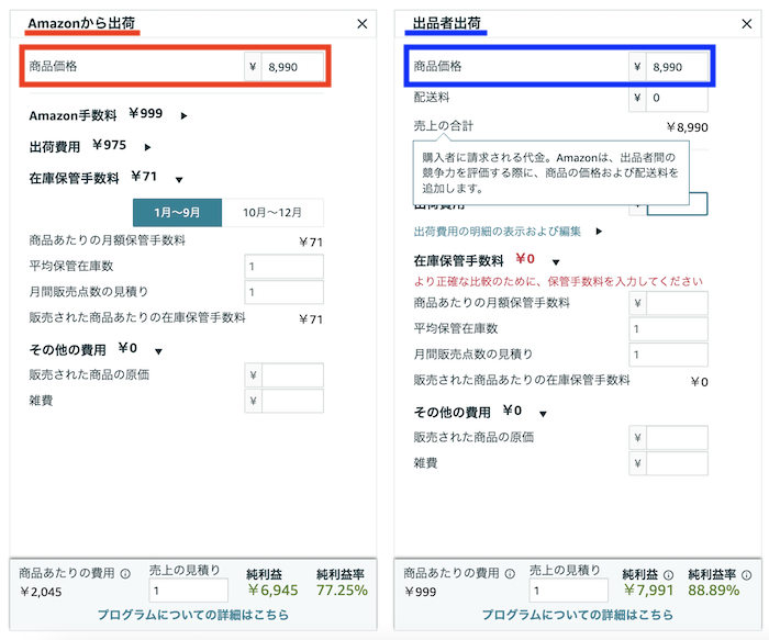 FBA販売利益計算