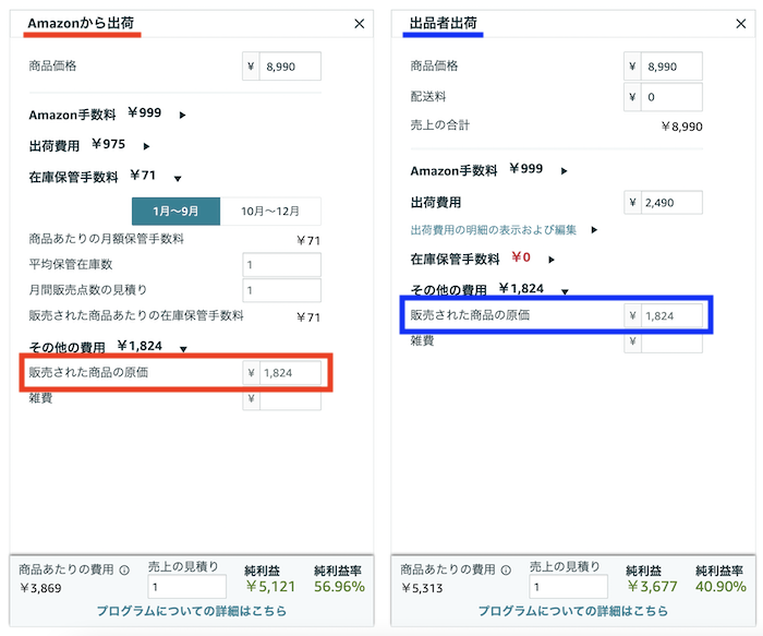 FBA販売利益計算